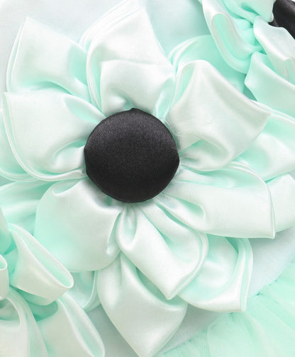 Enfance Sleeveless Flower Applique Solid Dress With Hairband-S.Green
