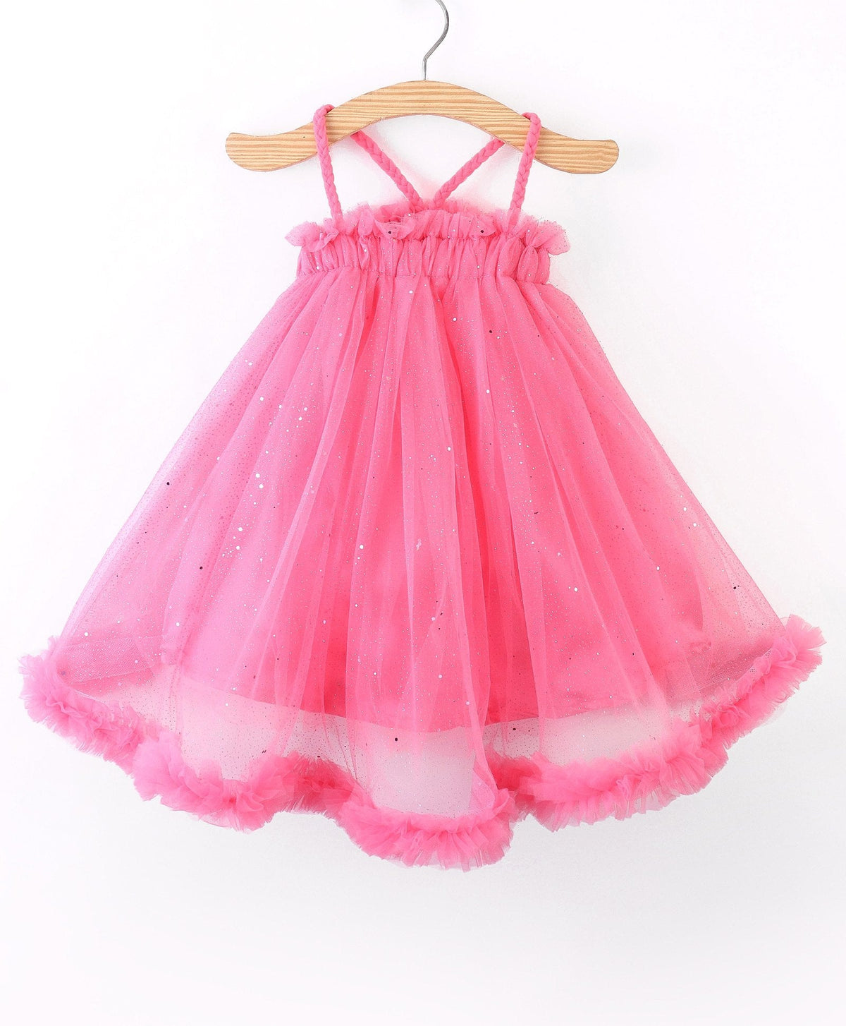 Enfance Sleeveless Flower Applique Solid Dress With Hairband-D.Pink