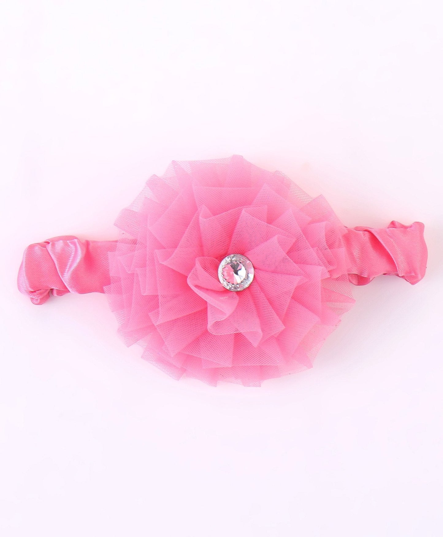 Enfance Sleeveless Flower Applique Solid Dress With Hairband-D.Pink