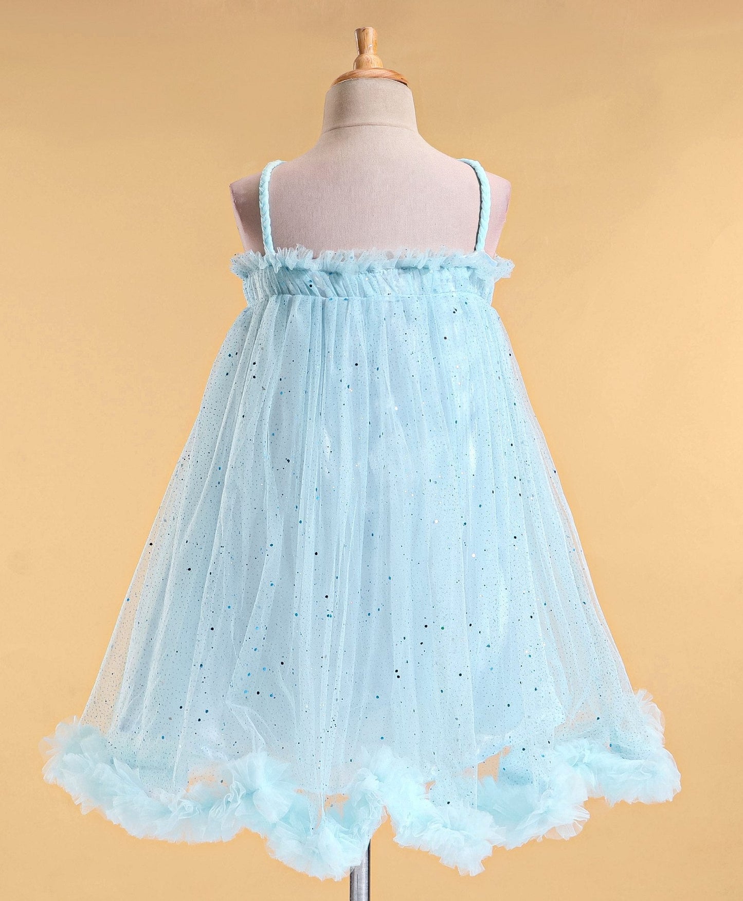 Enfance Sleeveless Flower Applique Solid Dress With Hairband-Ferozi