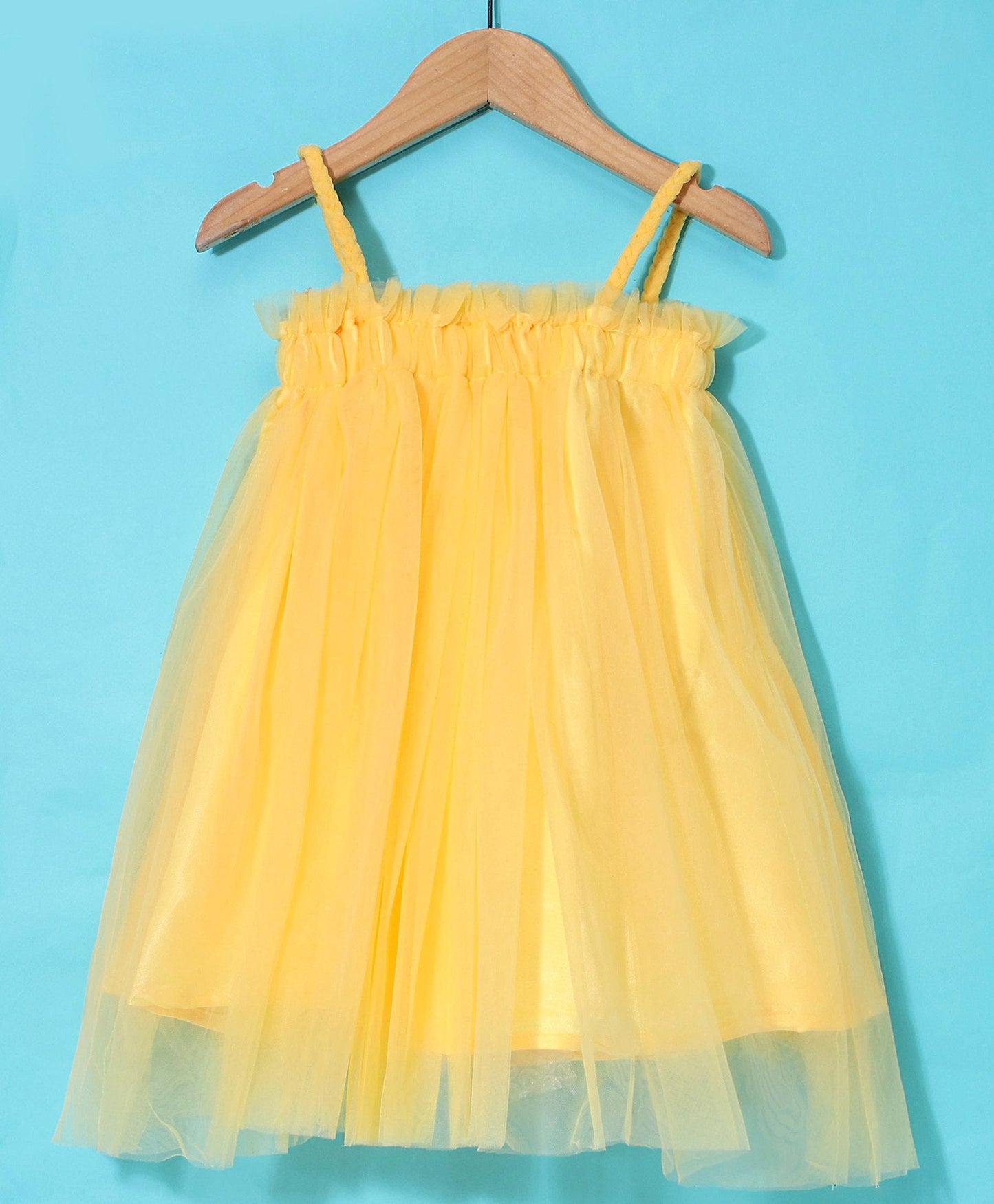 Enfance Sleeveless Flower Applique Solid Dress With Hairband -Yellow