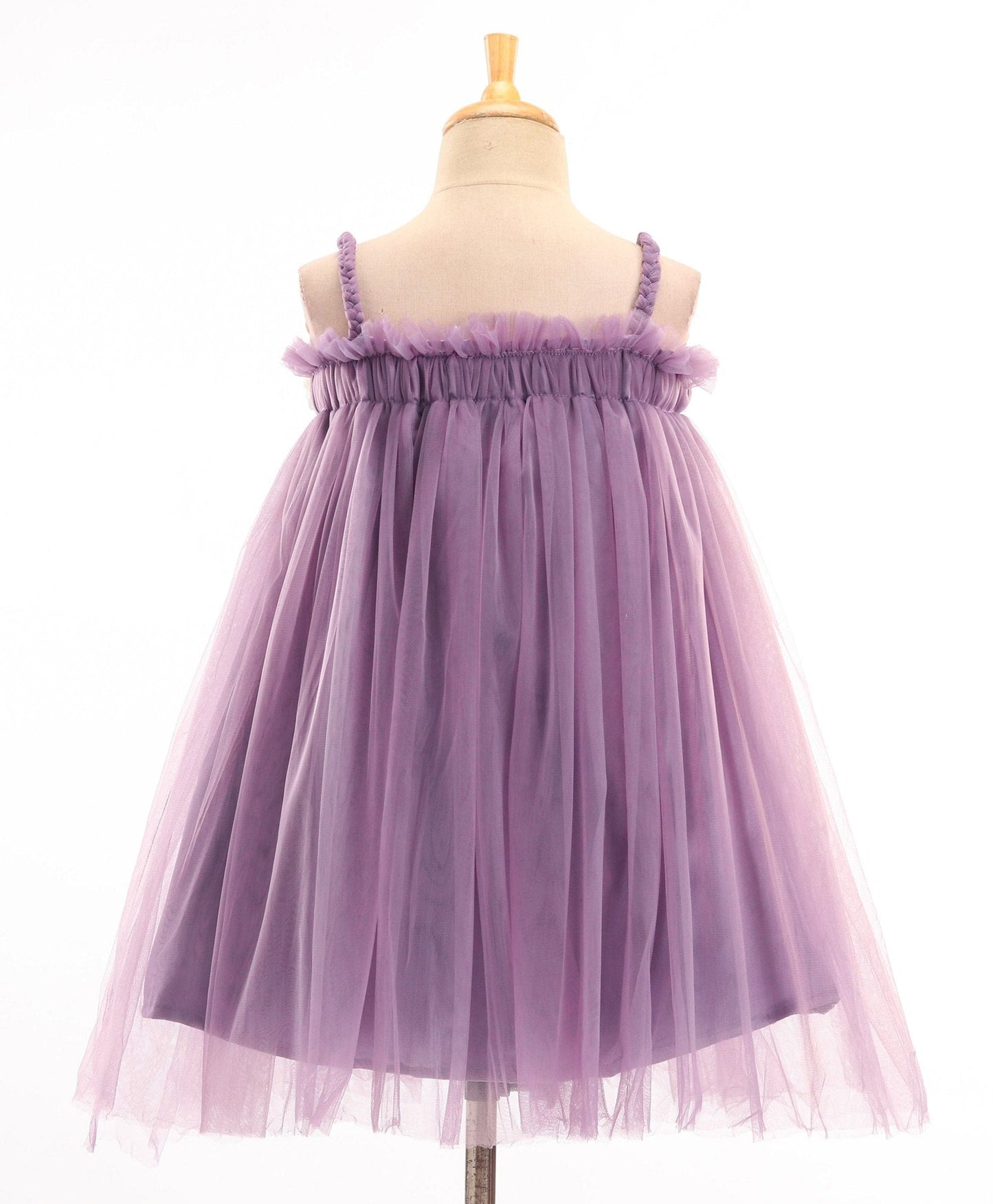 Enfance Sleeveless Flower Applique Solid Dress With Hairband -Purple