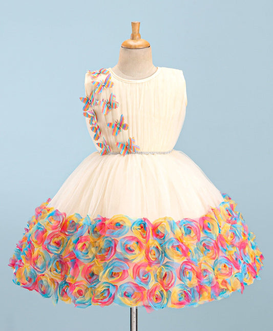 Enfance Sleeveless Flare Dress-Cream