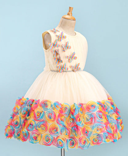 Enfance Sleeveless Flare Dress-Cream