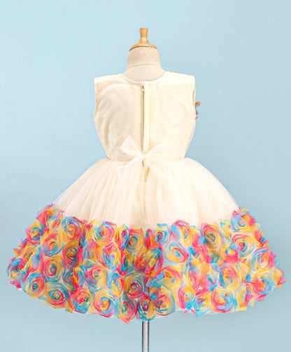 Enfance Sleeveless Flare Dress-Cream