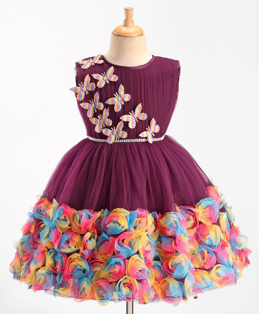 Enfance Sleeveless Flare Dress-Wine