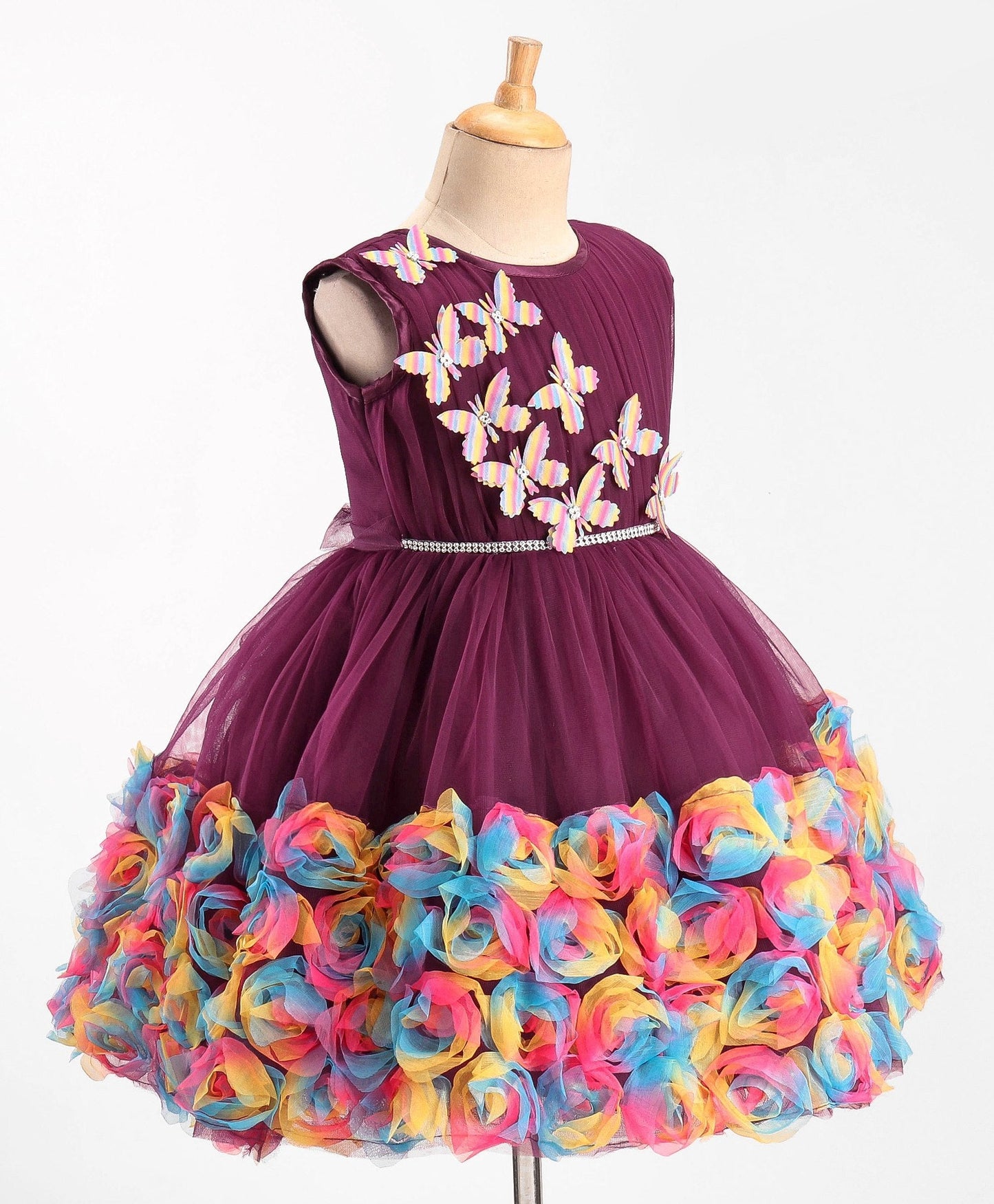 Enfance Sleeveless Flare Dress-Wine