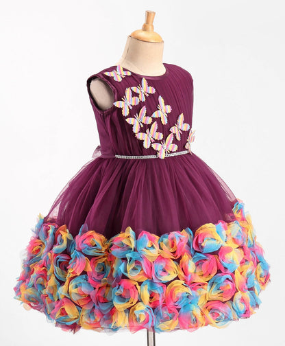 Enfance Sleeveless Flare Dress-Wine