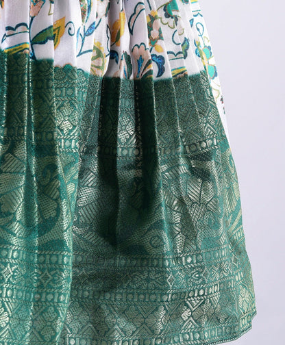 Enfance Puff Slevess Embellish Dress-B.Green