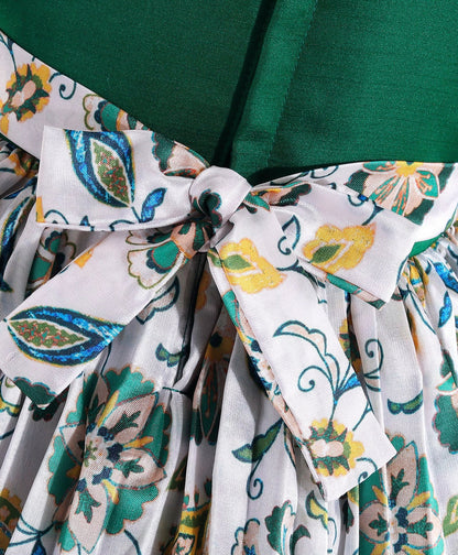 Enfance Puff Slevess Embellish Dress-B.Green