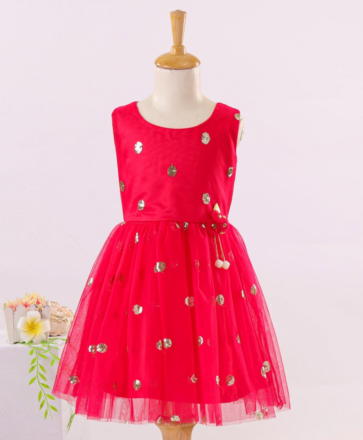 Enfance Sequins Flared Sleeveless Party Dress - Rani