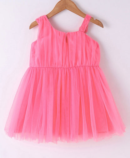 Enfance Sleeveless Flower Applique Solid Dress-Rani
