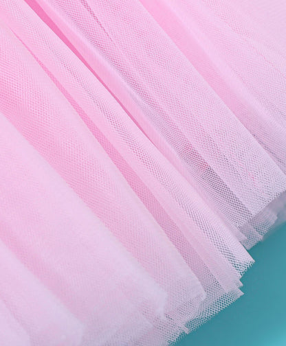Enfance Sleeveless Flower Applique Solid Dress-Pink