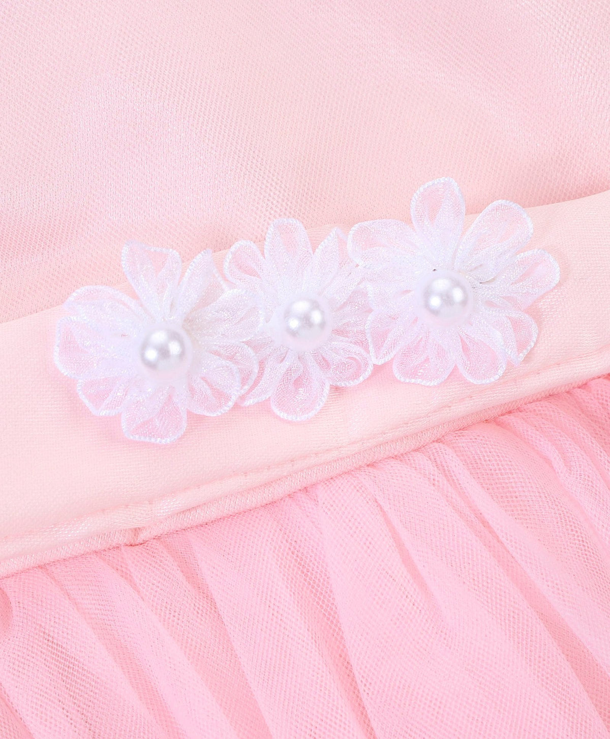 Enfance Sleeveless Flower Applique Solid Dress-Peach