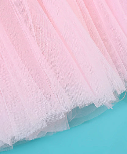 Enfance Sleeveless Flower Applique Solid Dress-Peach