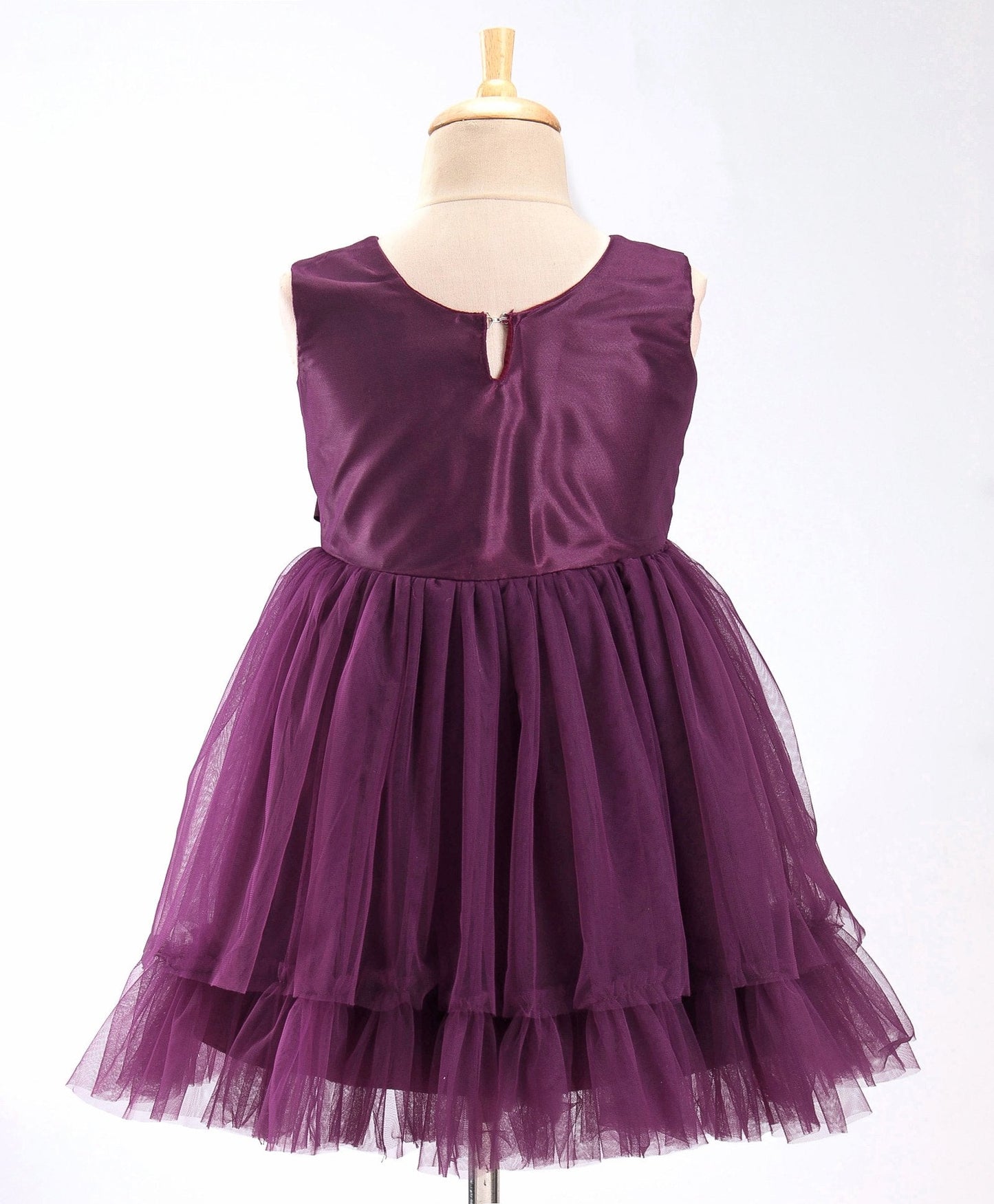 Enfance Sleeveless Flower Applique Solid Dress -Wine