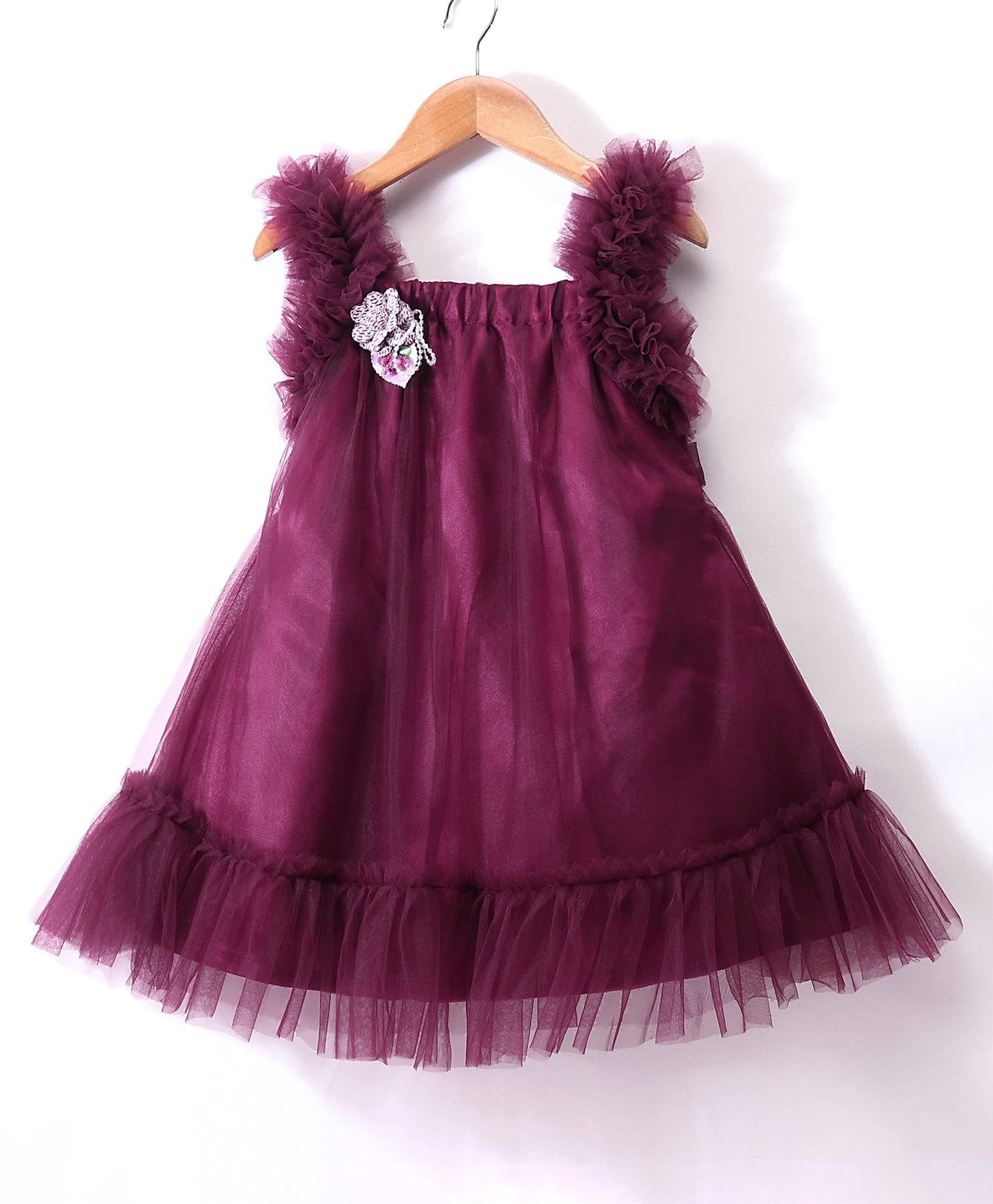Enfance Sleeveless  Flare Party Dress With Hairband-Wine