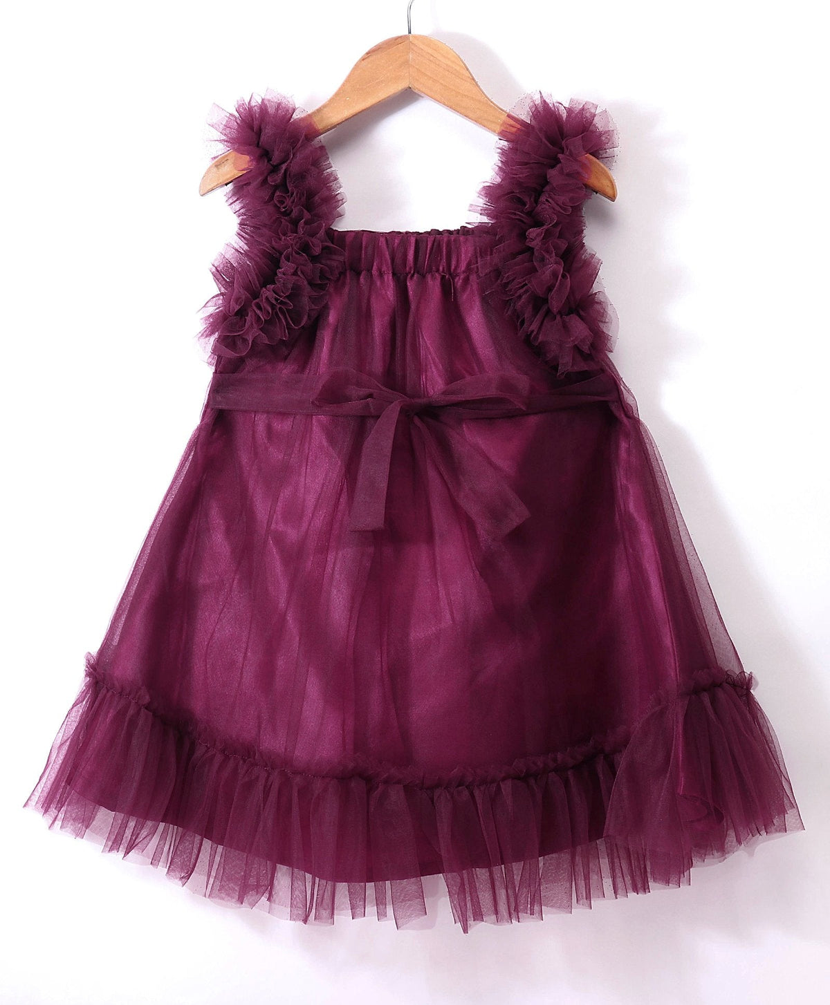Enfance Sleeveless  Flare Party Dress With Hairband-Wine