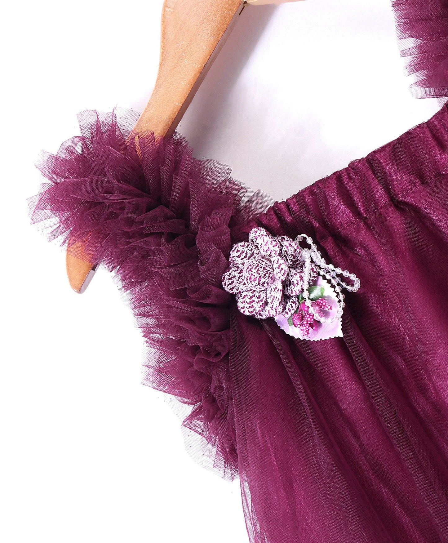 Enfance Sleeveless  Flare Party Dress With Hairband-Wine