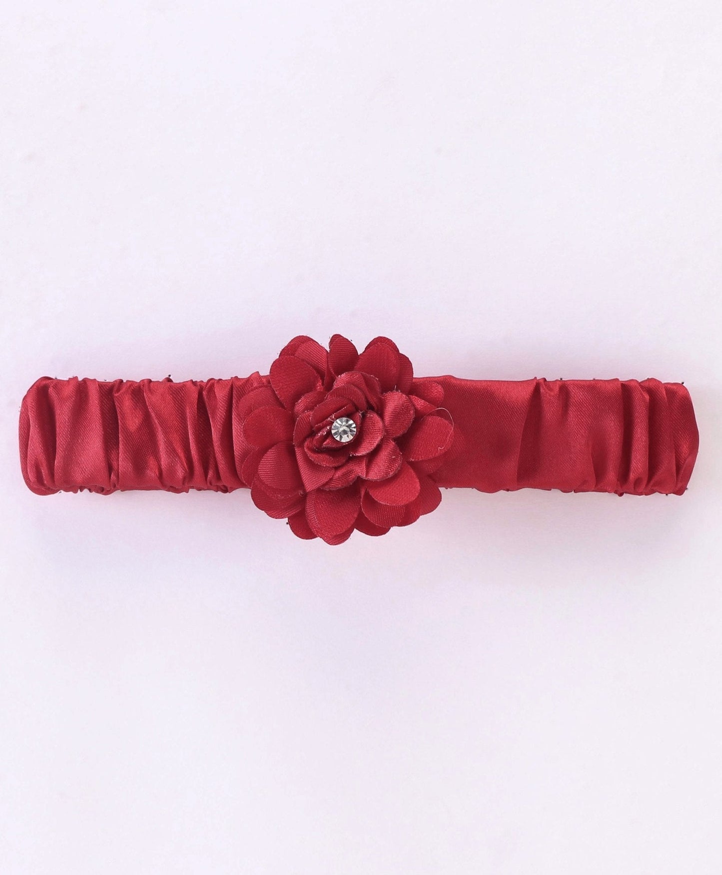 Enfance Sleeveless Flower Applique Solid Dress With Hairband -Maroon