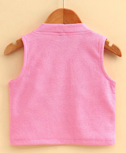 Enfance Full Sleeves Flower Printed Asymmetrical Dress With  Shrug - Pink