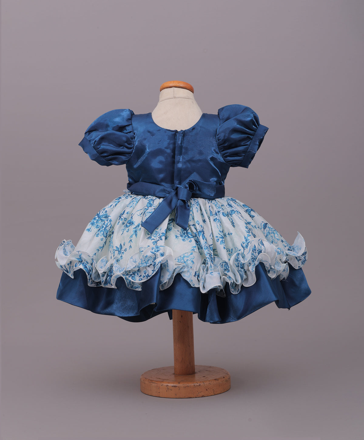 Enfance Half Sleeves Floral & Pearl Embellishment Fit & Flared Party Frock - Navy