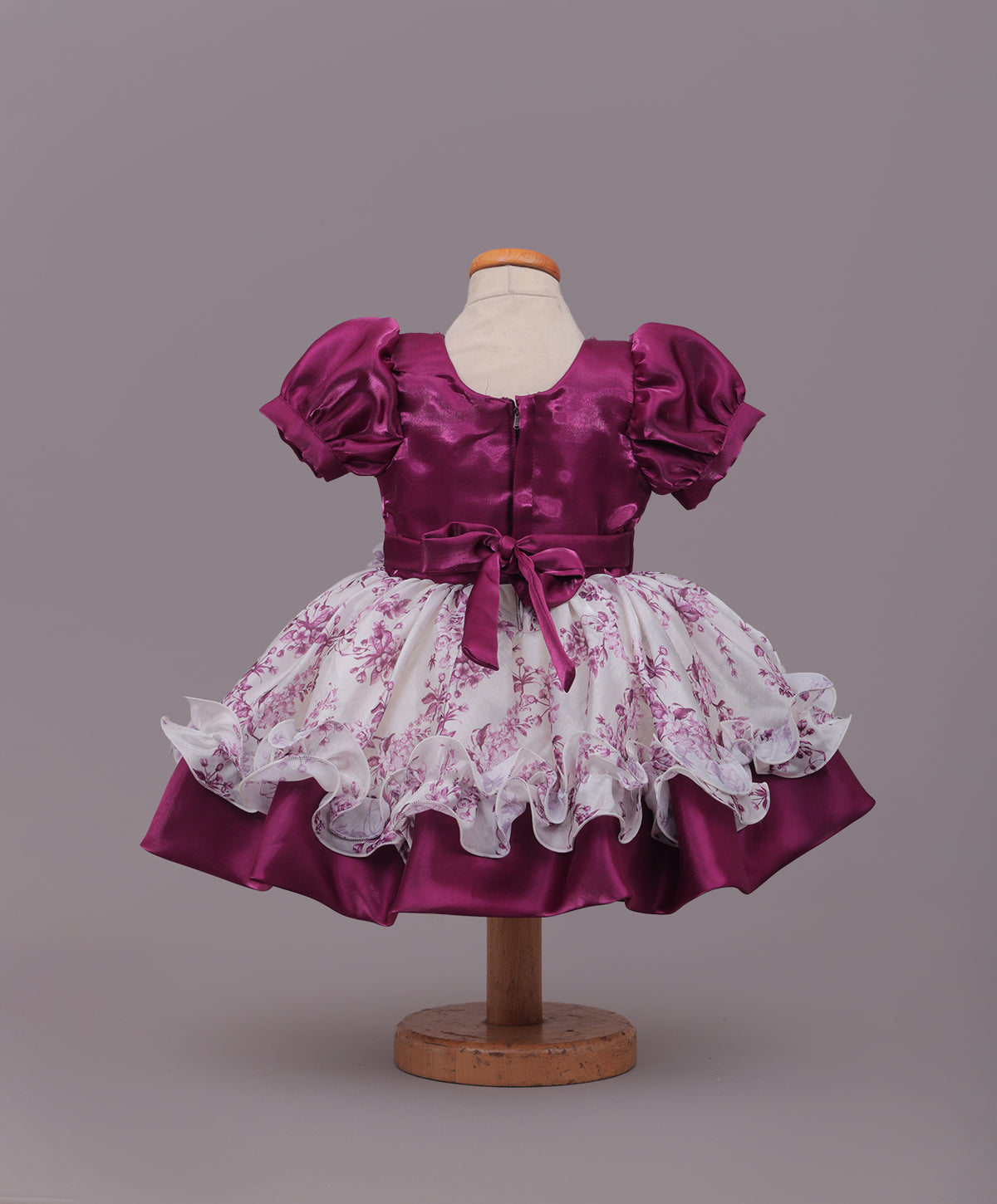 Enfance Half Sleeves Floral & Pearl Embellishment Fit & Flared Party Frock - Wine