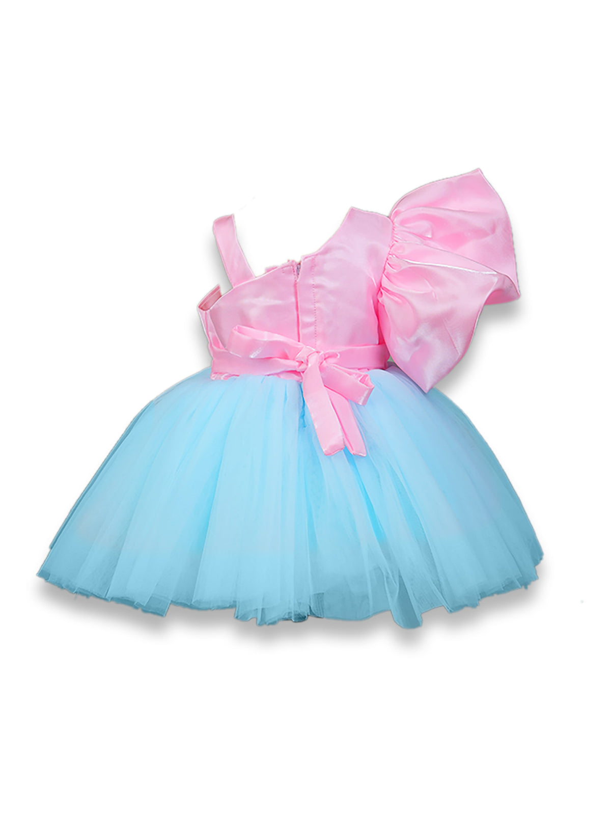 Enfance Sleeveless Floral Detailed Flare Net Party Dress - Ferozi