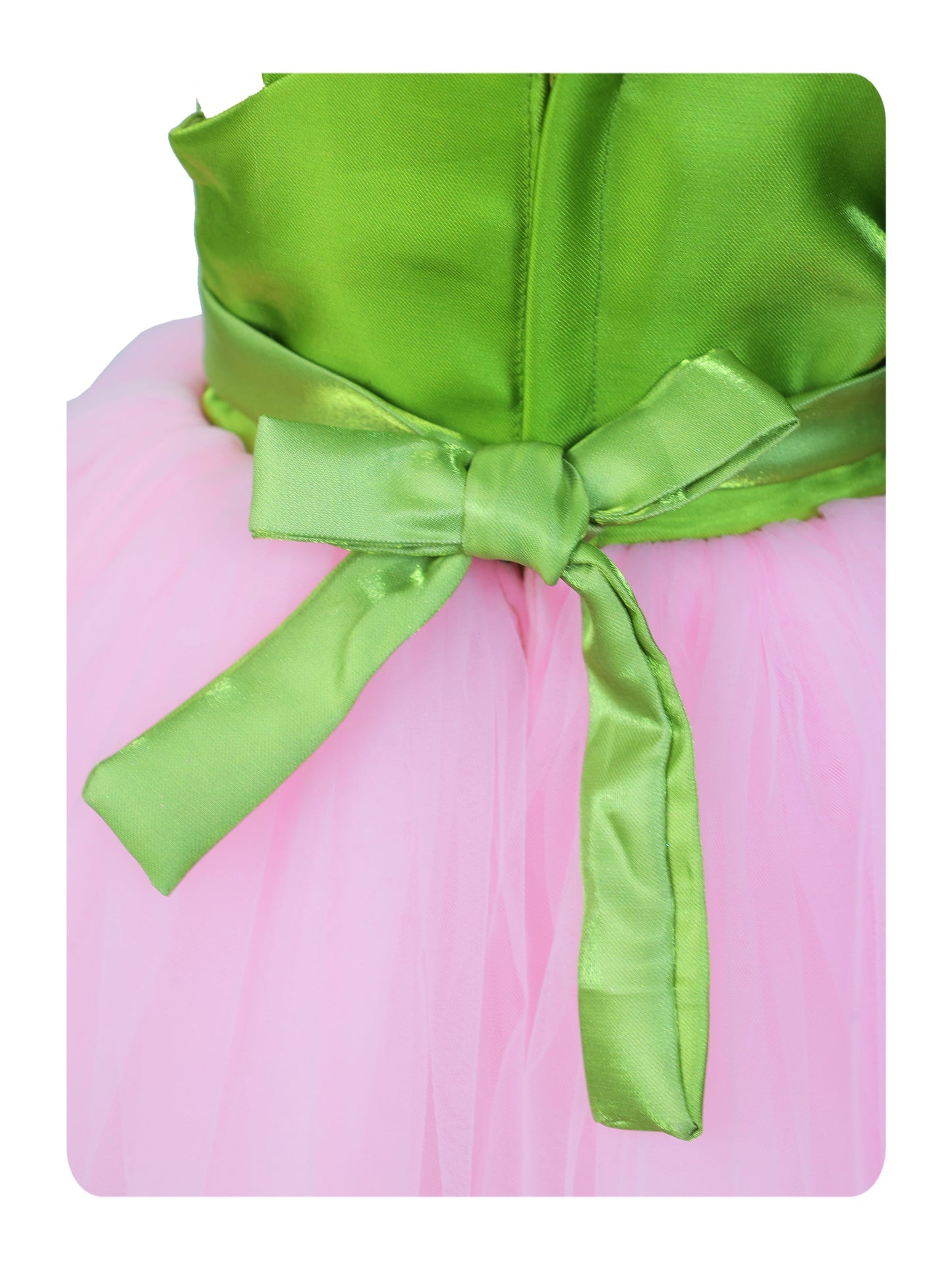 Enfance Sleeveless Floral Detailed Flare Net Party Dress - Green