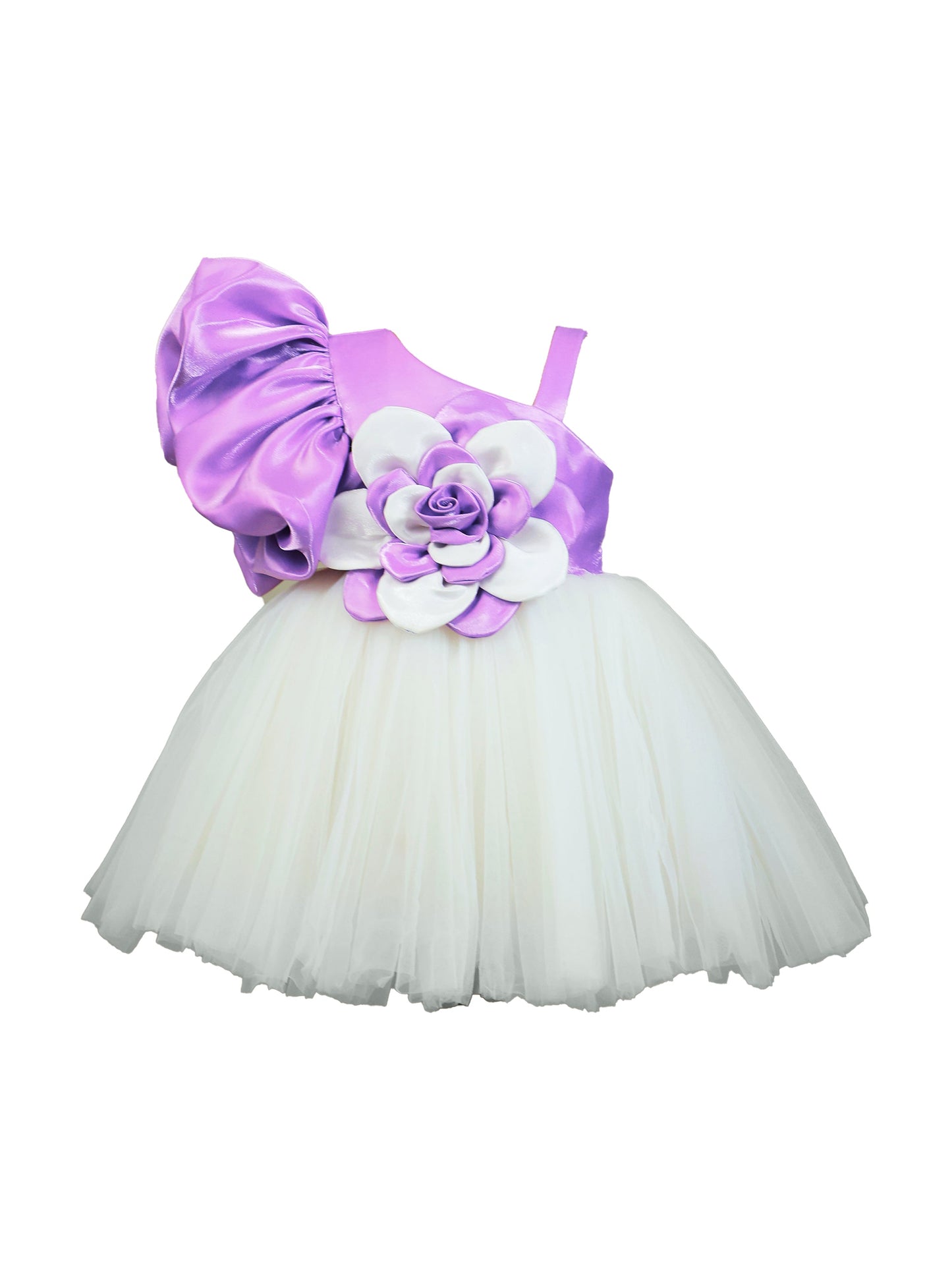 Enfance Sleeveless Floral Detailed Flare Net Party Dress - White