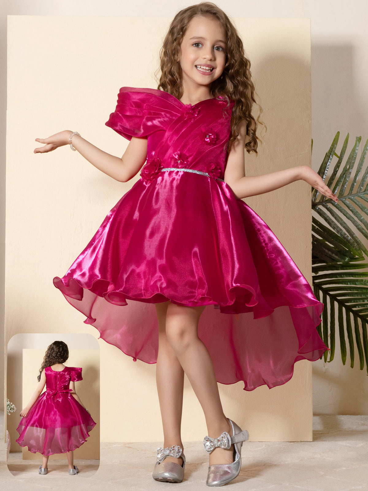Enfance One Shoulder Sleeve Fit and Flare Pleated Dress -Rani