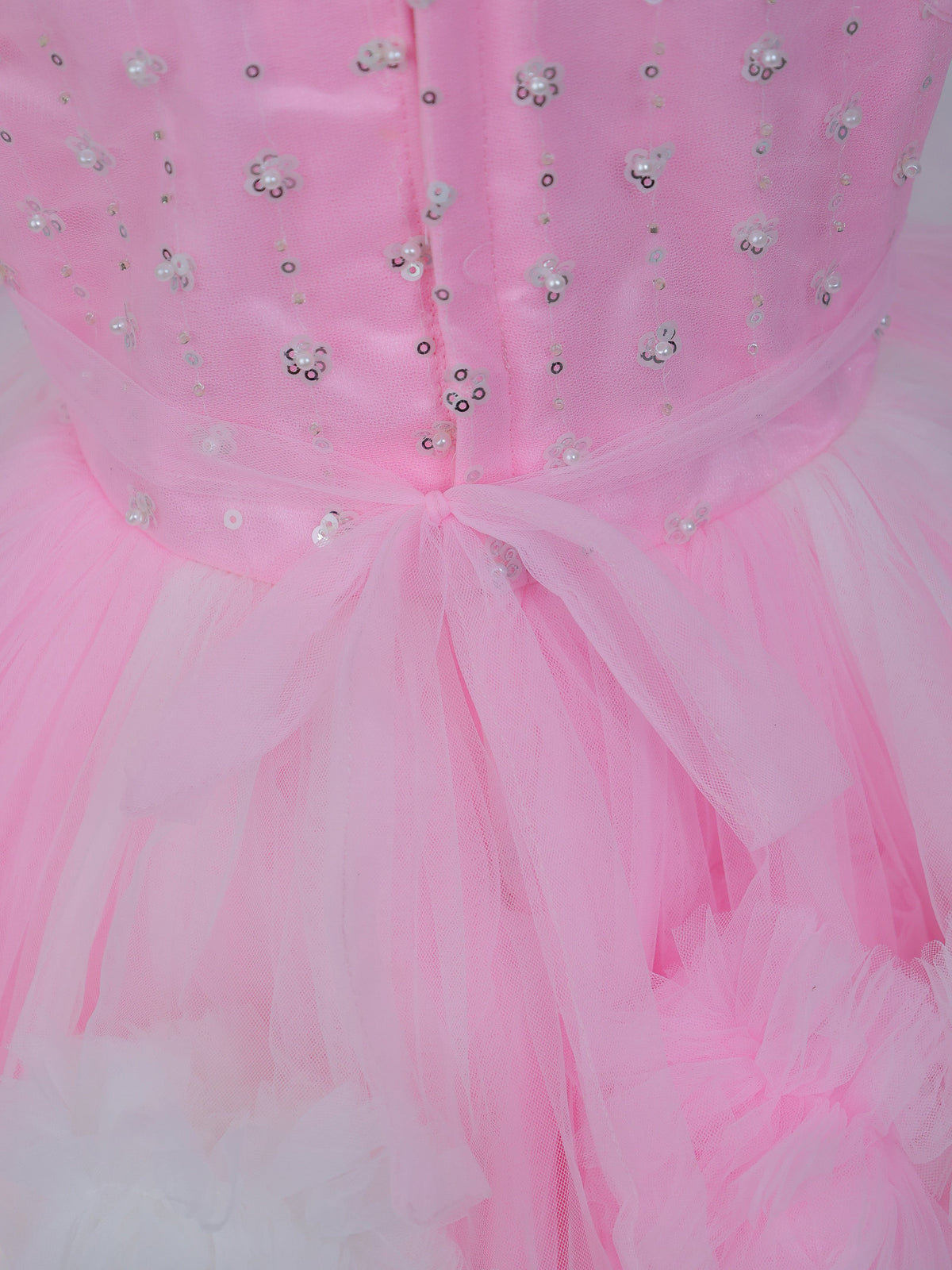 Enfance Sleeveless Embellished Tutu Dress with Ruffles - Pink