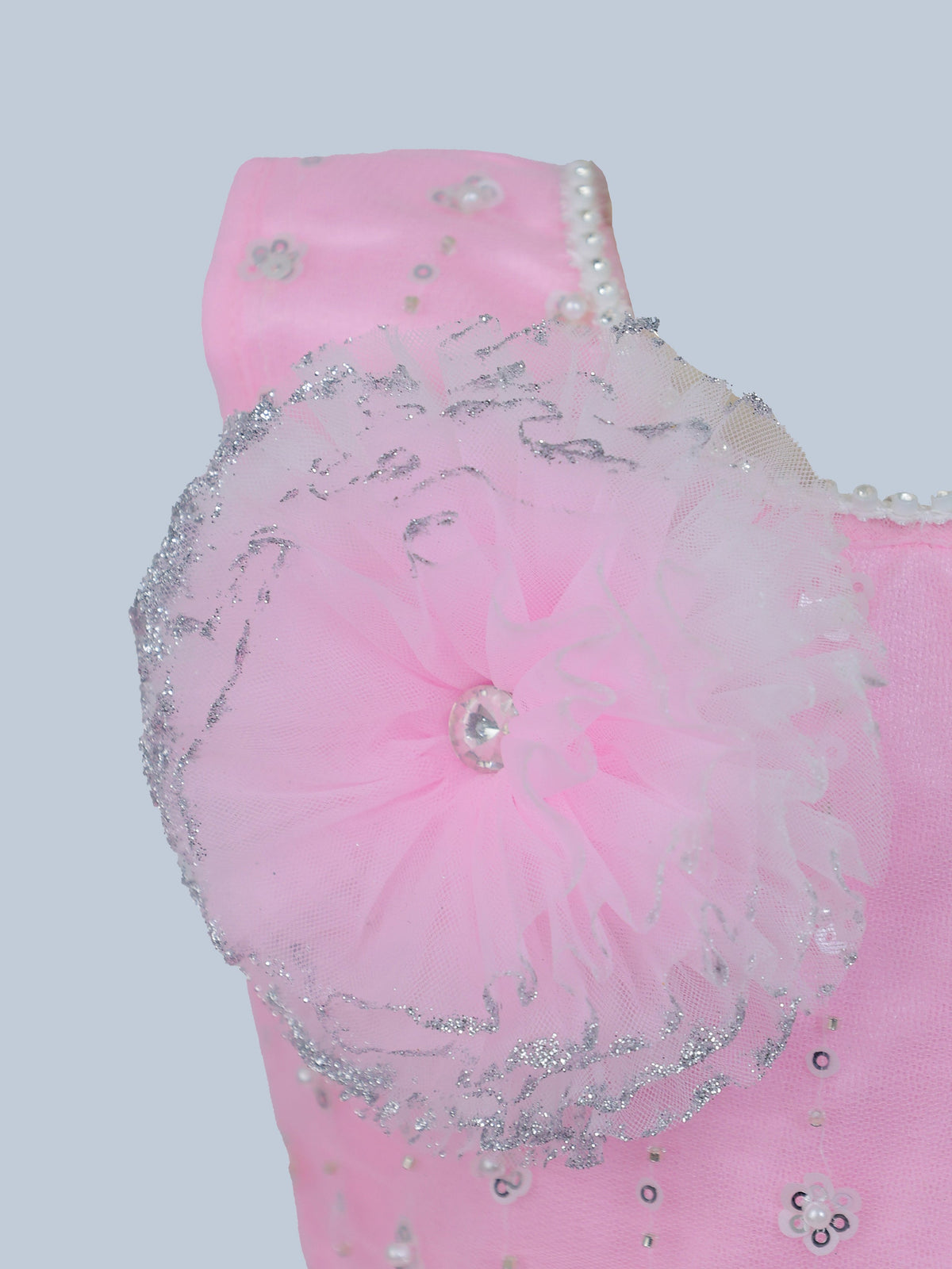 Enfance Sleeveless Embellished Tutu Dress with Ruffles - Pink