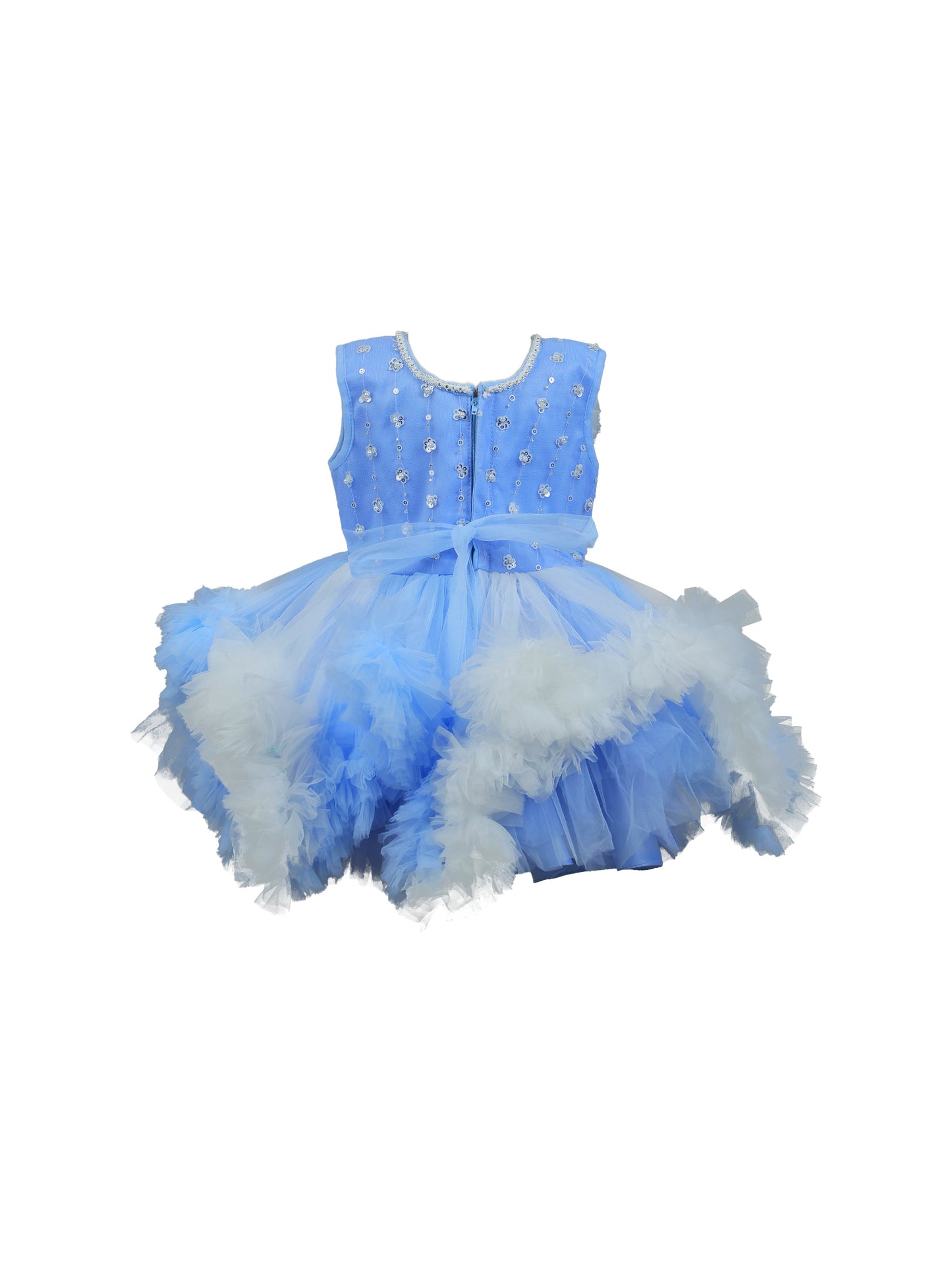 Enfance Sleeveless Embellished Tutu Dress with Ruffles - Ferozi