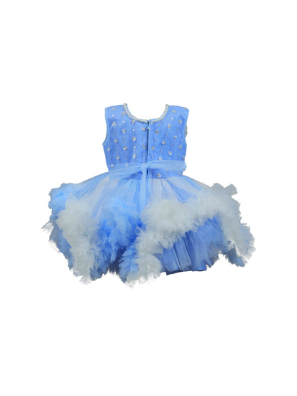 Enfance Sleeveless Embellished Tutu Dress with Ruffles - Ferozi