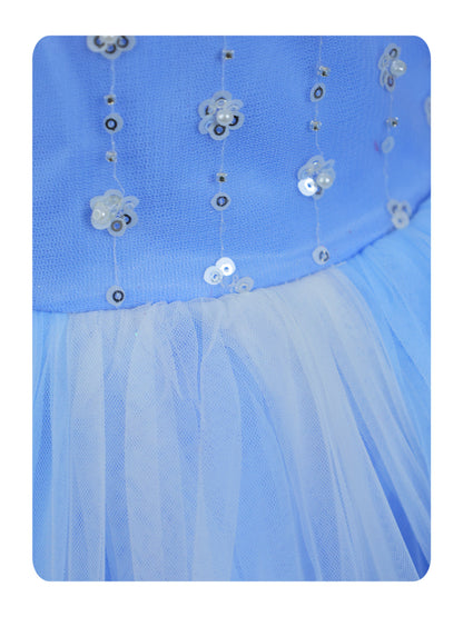 Enfance Sleeveless Embellished Tutu Dress with Ruffles - Ferozi