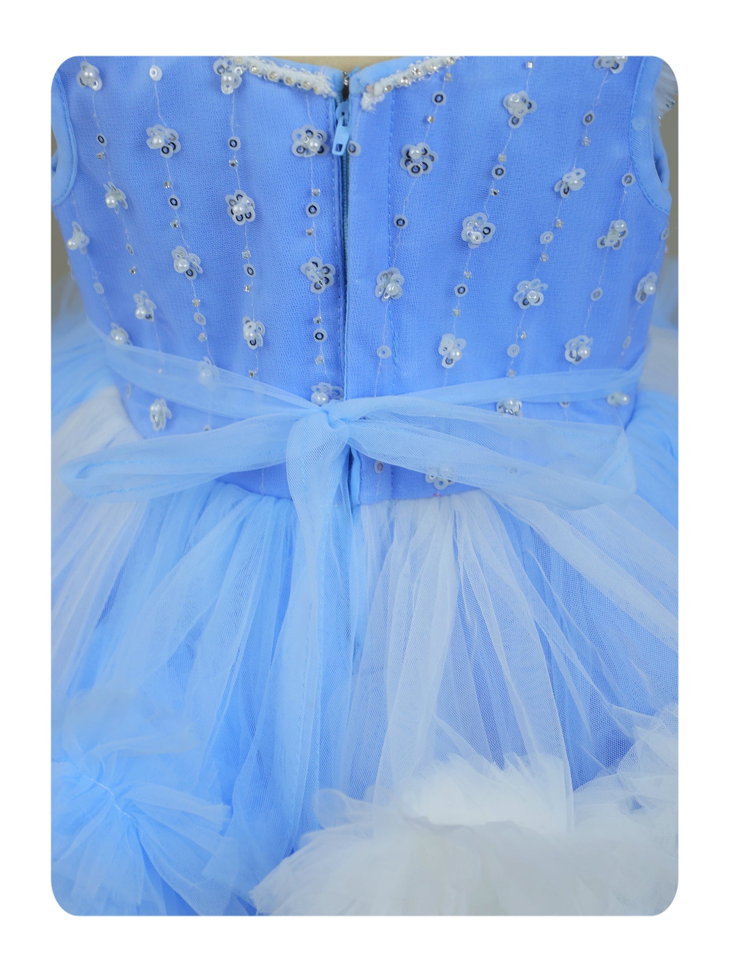 Enfance Sleeveless Embellished Tutu Dress with Ruffles - Ferozi