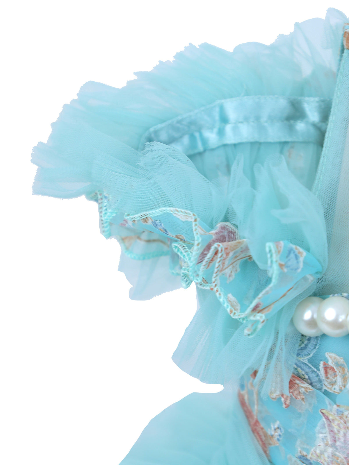 Enfance Short Sleeve Sequins Embellished Layered Party Net Dress - S.Green