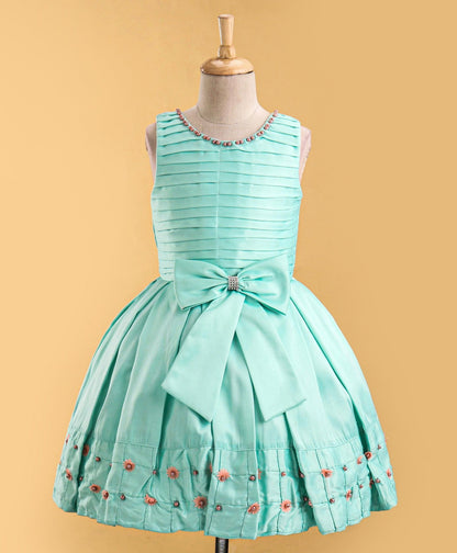Enfance Sleeveless Flare Dress With Flower Applique-Pista