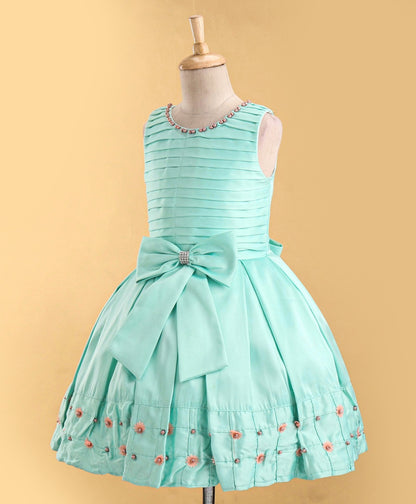 Enfance Sleeveless Flare Dress With Flower Applique-Pista