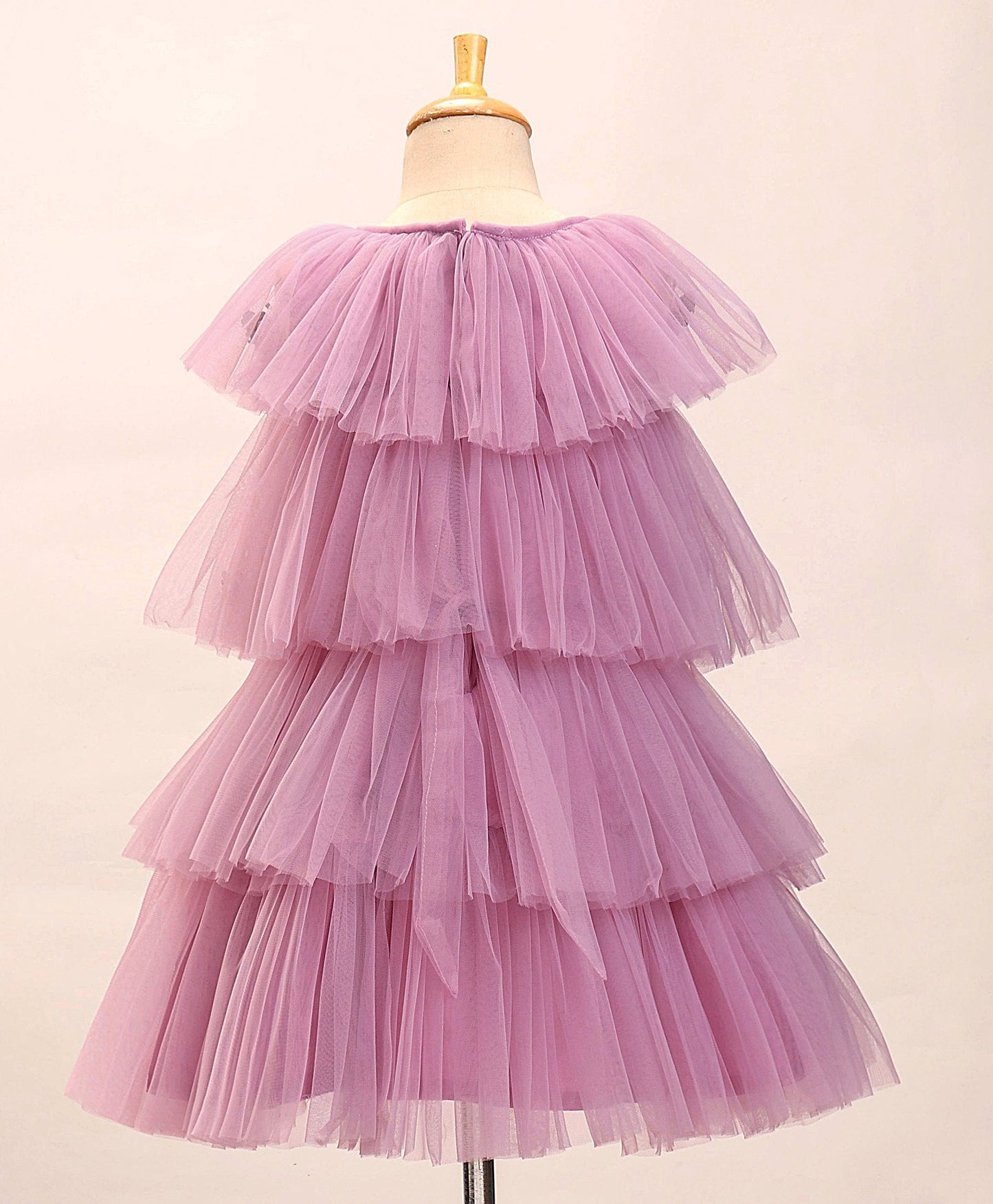 Enfance Cap Sleeves All Over Butterfly Applique Embellished Layered Dress-O.Pink