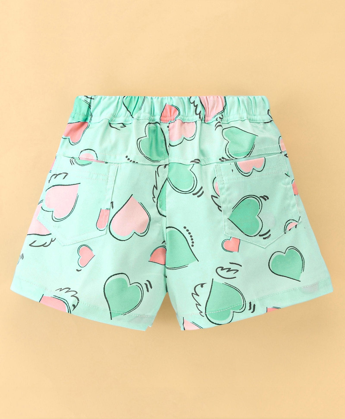 Enfance Heart Print Shorts-S.Green