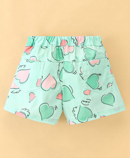 Enfance Heart Print Shorts-S.Green