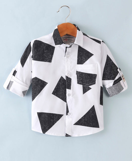 Dapper Dudes Full Sleeves Printed Shirt - Black