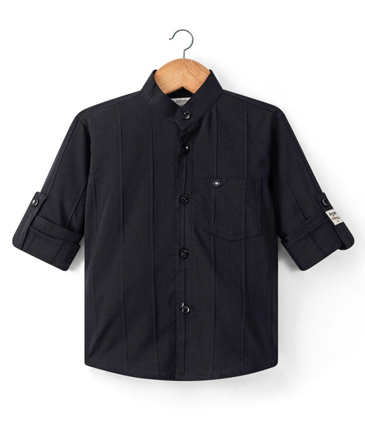 Dapper Dudes Full Sleeves Striped Shirt - Black