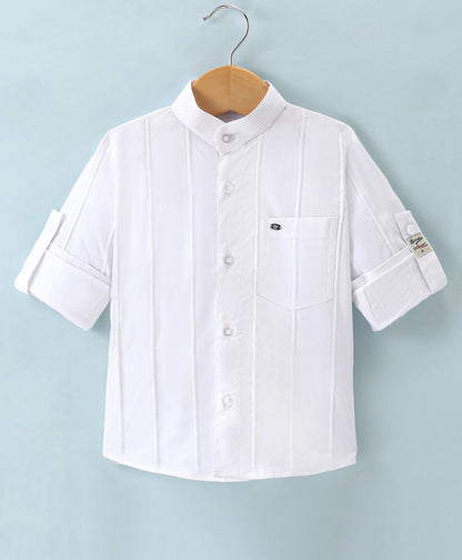 Dapper Dudes Full Sleeves Striped Shirt - White