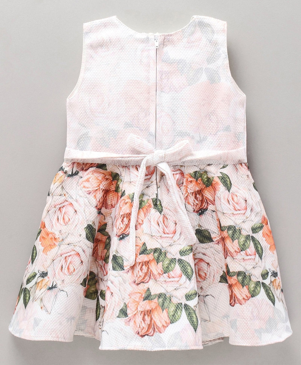 Enfance Floral Print Dress With Puff Sleeves Shrug -Cream