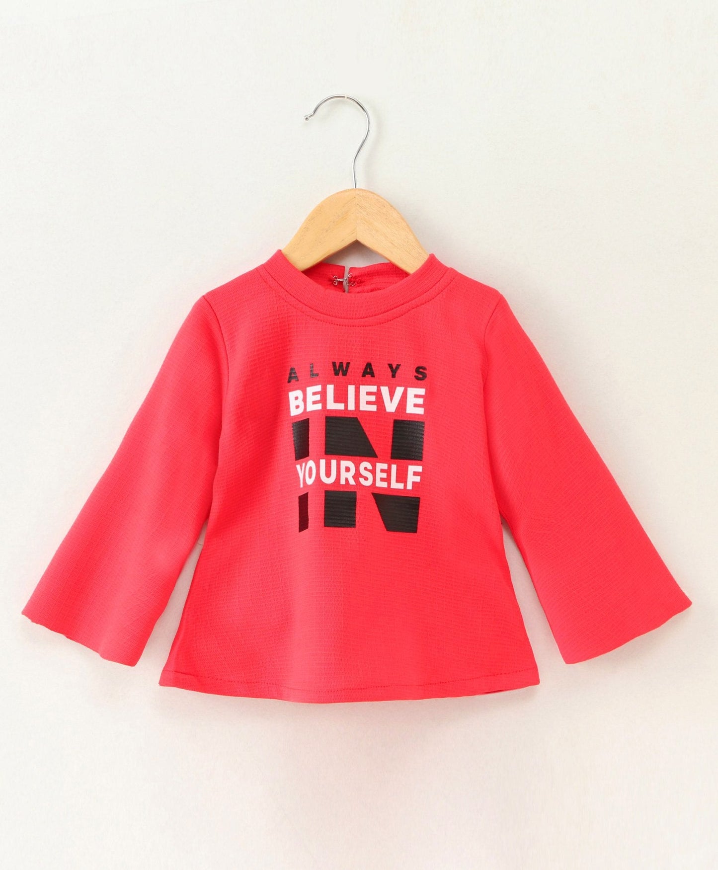 Enfance Full Sleeves Text Printed Tee With Polka Dot Printed Suspender Pants-Red