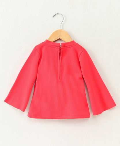 Enfance Full Sleeves Text Printed Tee With Polka Dot Printed Suspender Pants-Red