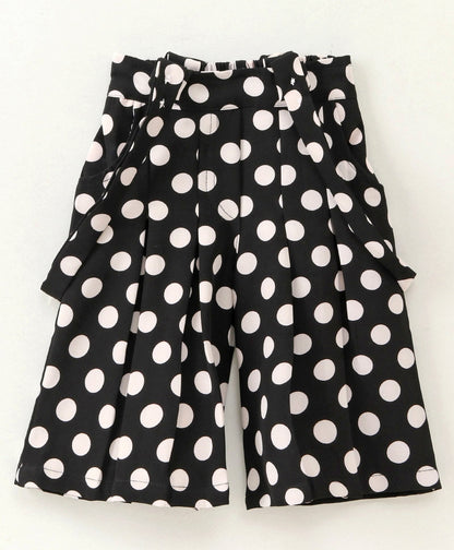 Enfance Full Sleeves Text Printed Tee With Polka Dot Printed Suspender Pants-Red